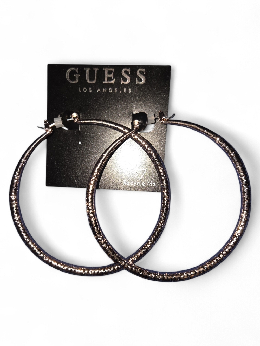 GUESS Rose Gold Textured Hoop Earrings